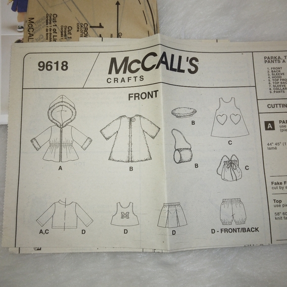 MCCALL'S 9618 Wardrobe 18 inch doll, Gotz doll, American Girl Doll - Picture 4 of 5
